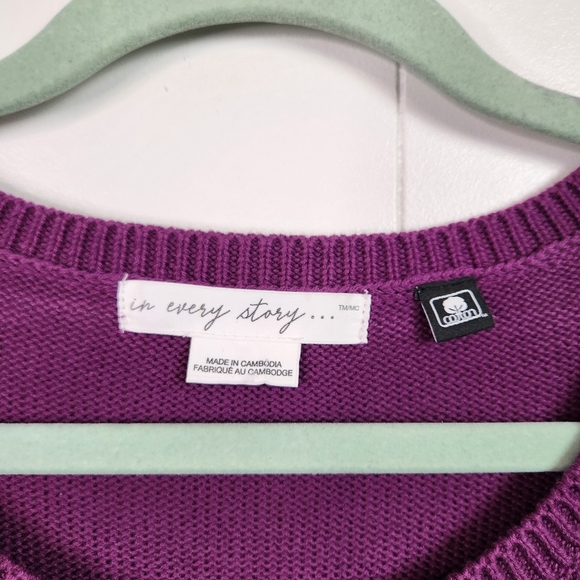 Penningtons Purple Striped Long Sleeve Tunic Sweater Pullover Crew Size X 0X - Picture 4 of 7